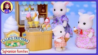 Sylvanian Families Calico Critters Soft Serve Ice Cream Shop Goat Family Review Setup - Kids Toys screenshot 1