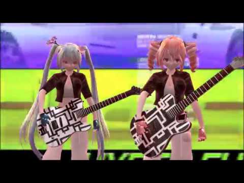 【MMD】重音テト＆初音ミク   REDZONE!ギター演奏のような何か