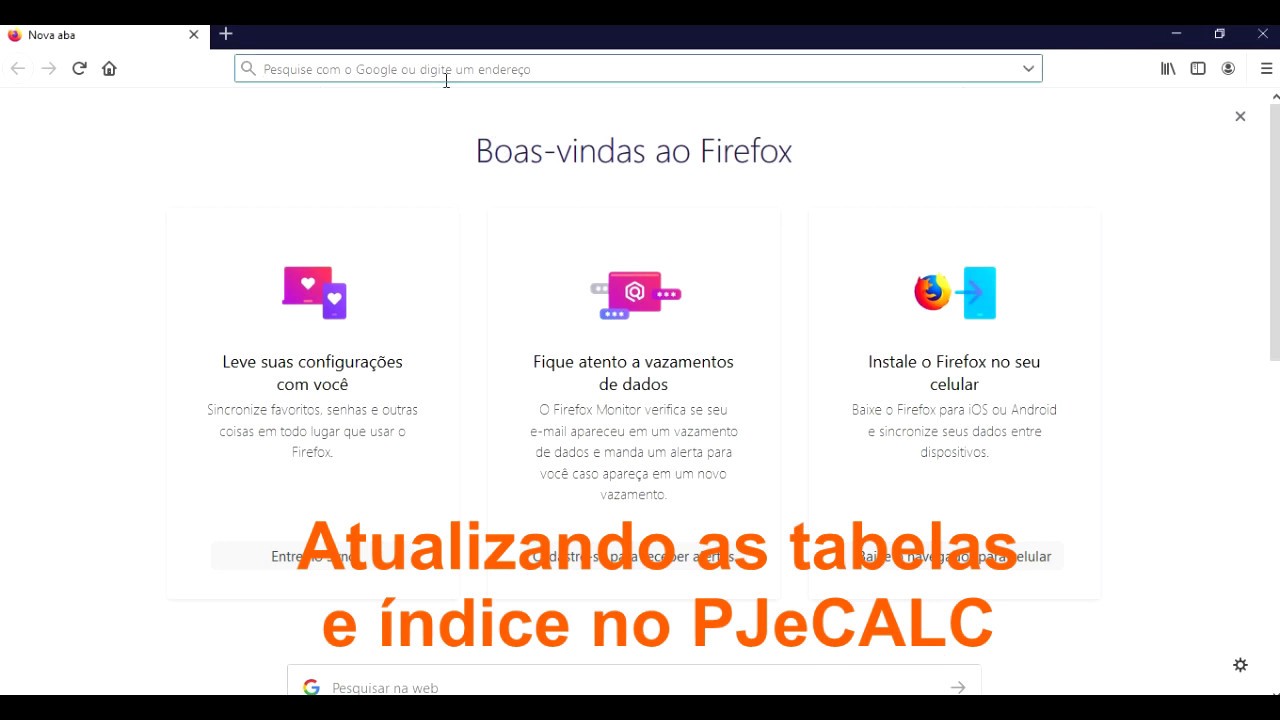 Atualização de Tabelas e Índices PjeCALC
