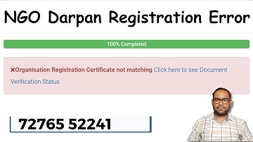 NGO Darpan Registration Error | Organisation Registration Certificate Not Matching | NITI Ayog Reg.