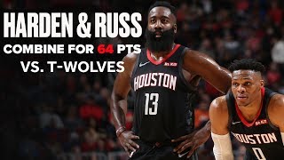 James Harden (37 PTS) \& Russell Westbrook (27 PTS) Go Off Against Timberwolves | Best Highlights