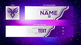 Cool Purple YouTube Banner Template | Banner + Twitter Header and Logo (PSD)