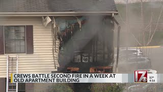 Raleigh crews battle second fire in a week at old apartment building