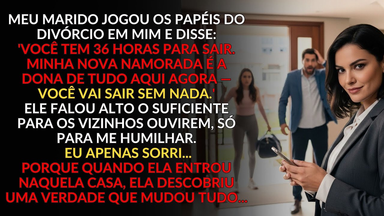 Ele jogou os papéis do divórcio em mim pra agradar a namorada, mas eu tinha uma surpresa pra eles...