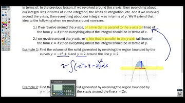Section 8-10 Video 1- Volume with Disc Method  Revolving Around Other Axes
