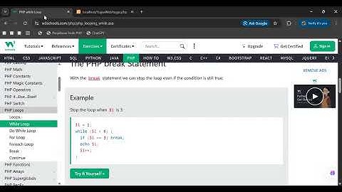Video Materi Pembelajaran PHP di W3Schools tentang Looping dan Function