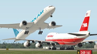 Boeing 787 Almost Crash Into Boeing 747 On The Runway | X-Plane 11