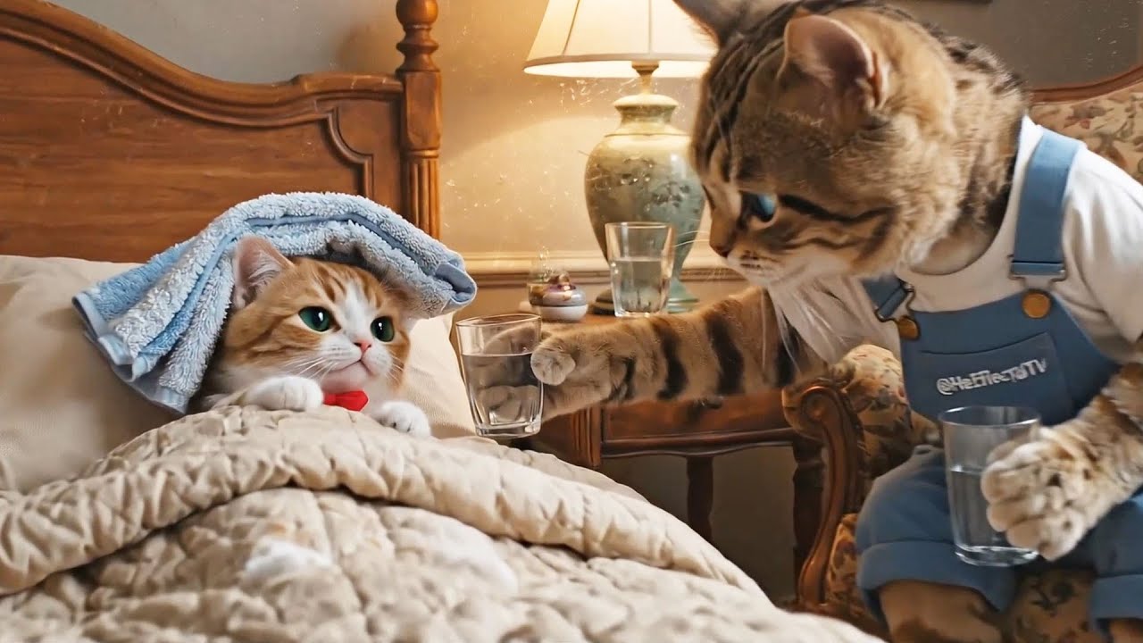 Sick Kitten & Poor Father Cat | A Heartwarming Father’s Love Story