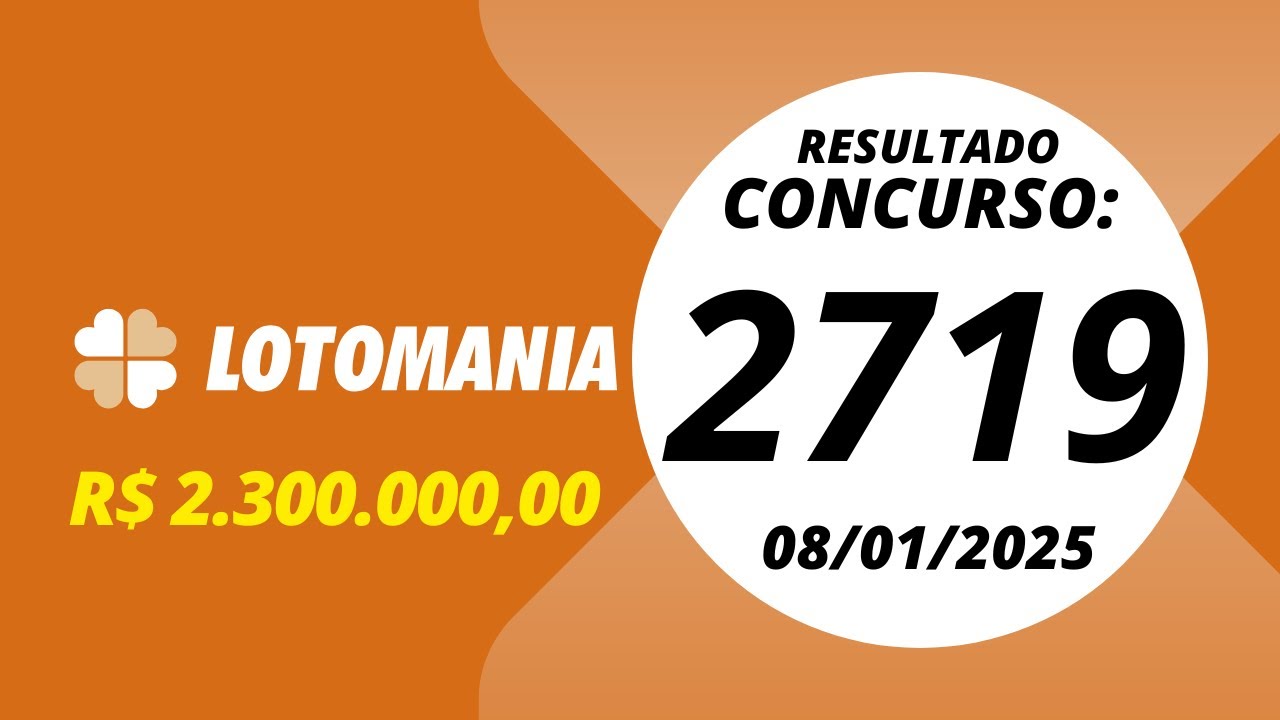 Lotomania Resultado do Concurso 2719 08/01/2025 #resultadolotomania # ...