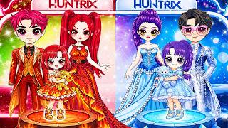 Fire VS Ice 🔥❄️ Huntrix RUMI MIRA Family Battle ✨ Makeup, Dress Up Fashion Playset | DIY Paper Dolls