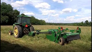 John Deere 630 MoCo and John Deere 4430 Cutting First Cut Hay