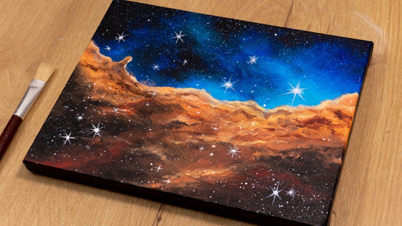 Nebula Acrylic Painting On Canvas / Galaxy Painting Acrylic / How to