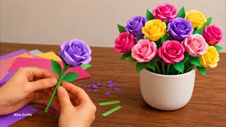 How to make beautiful rose flowers / DIY paper flowers Step by Step Tutorial for Decoration 