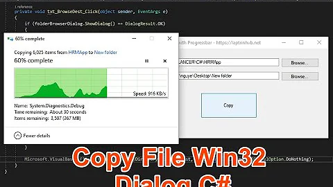 [C#] Tutorial Copy Directory Files With Progressbar Win32 Dialog