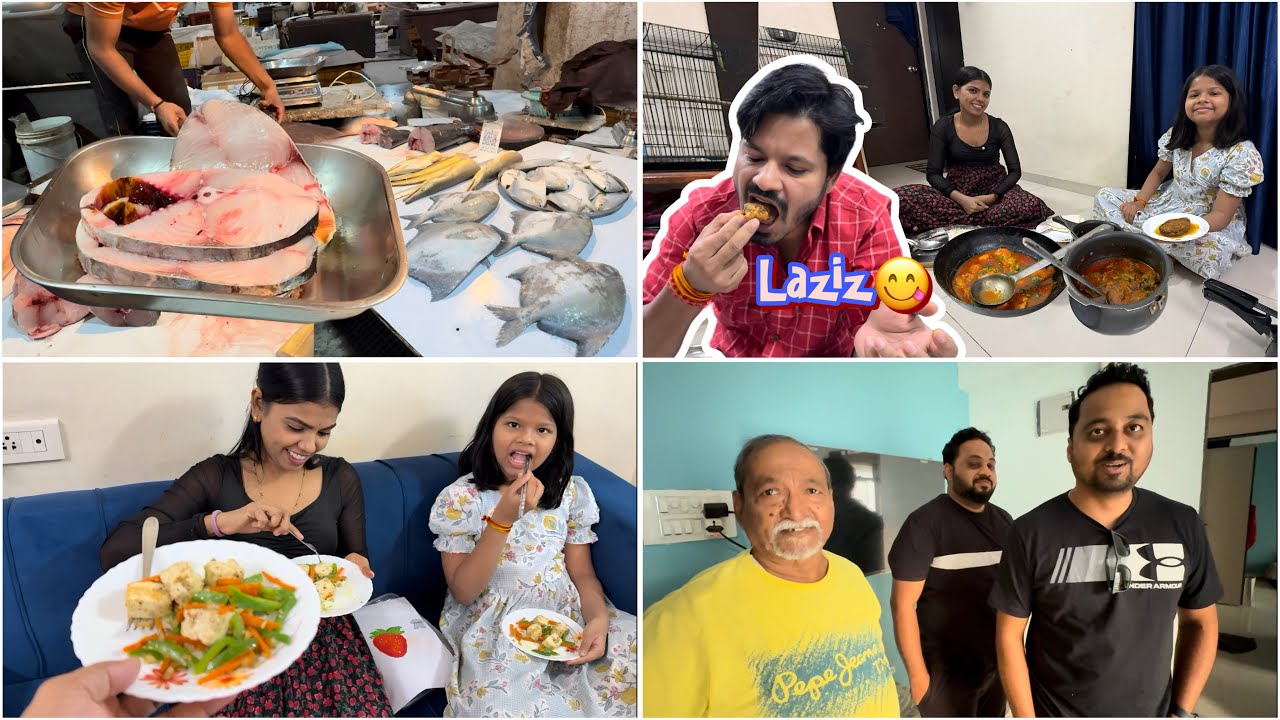 एवढी मच्छी कोणासाठी आणली 😍 बायकोनी बनवला सुरमई फ्राय,कोळंबी कालवण आणि मटण कालवण 