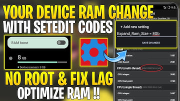 Your Device Ram Change With SetEdit Codes : No Root || Boost Ram & Unlock Virtual Ram