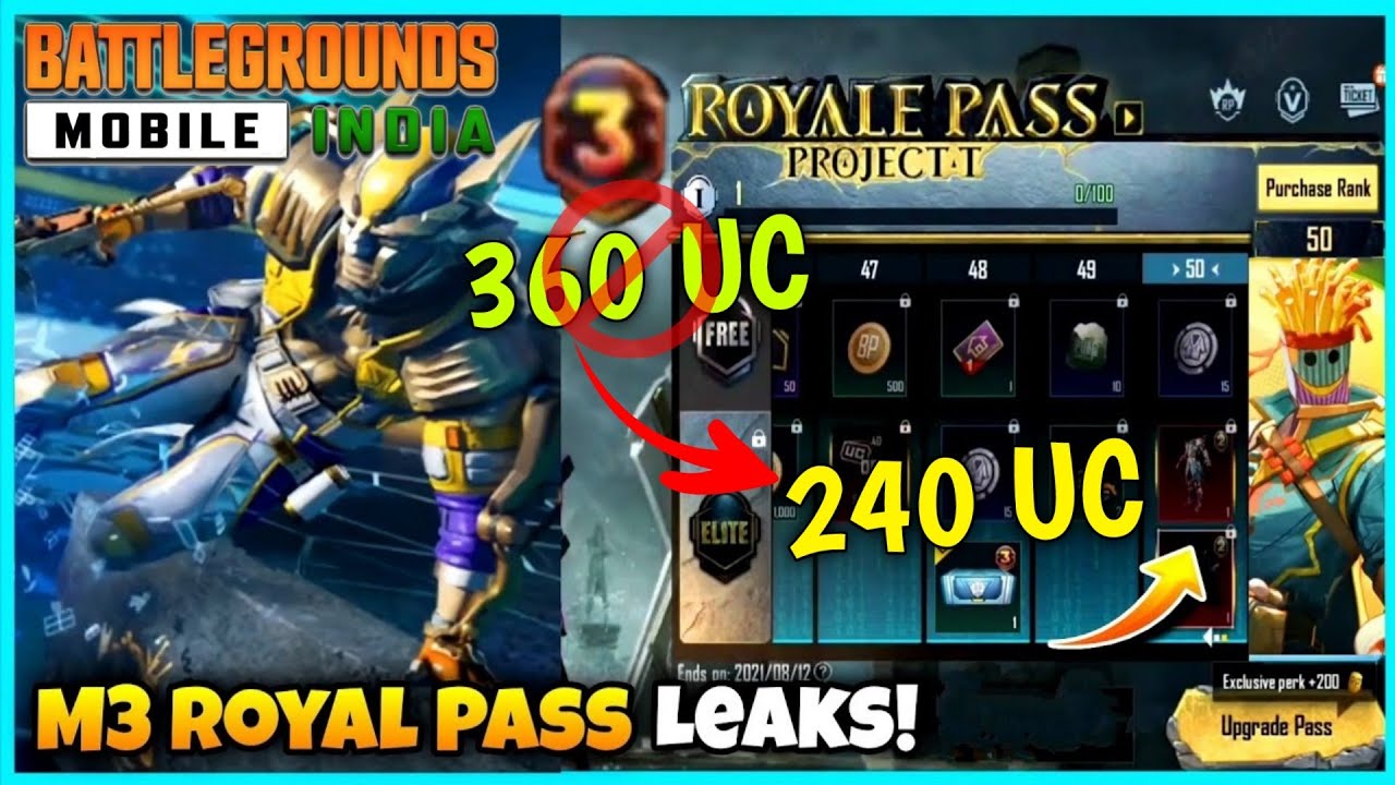 M3 Royal Pass Price 240 UC | BGMI New Royal Pass Leaks