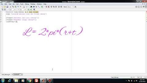 cara membuat program untuk mencari luas dan volume tabung menggunakan aplikasi Matlab