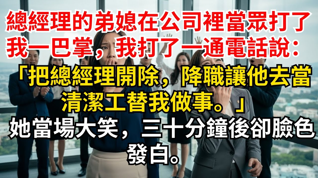 《我被婆家、丈夫與弟媳在公司當眾打巴掌多年忍辱，卻突然一通電話反擊，結局真相曝光全家崩潰後悔沉默與我徹底決裂再也無法挽回》#情感故事 #生活經驗 #為人處世 #老年生活#故事
