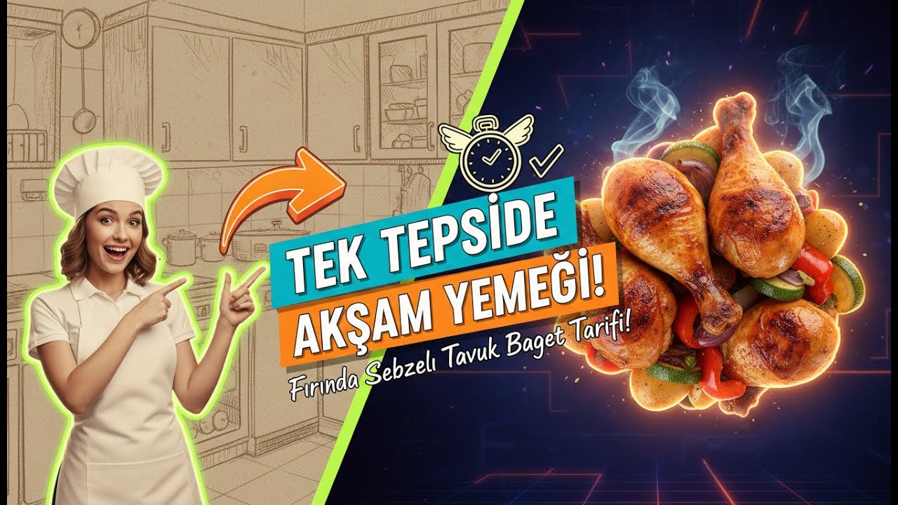 Fırında Sebzeli Tavuk Baget Tarifi! 🍗 Tek Tepside En Kolay Akşam Yemeği