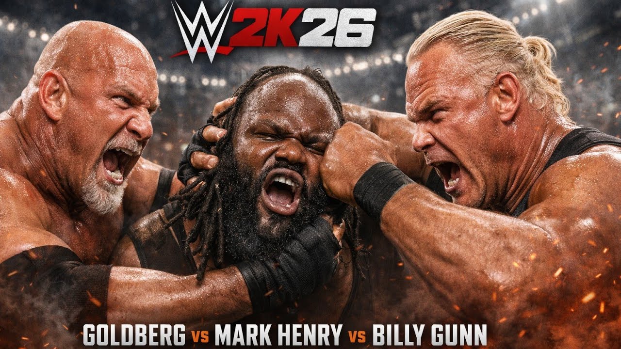 Goldberg vs Billy Gunn vs Mark Henry – Powerhouse Triple Threat Battle