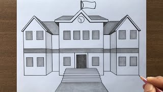 How to Draw a School in 1 Point Perspective