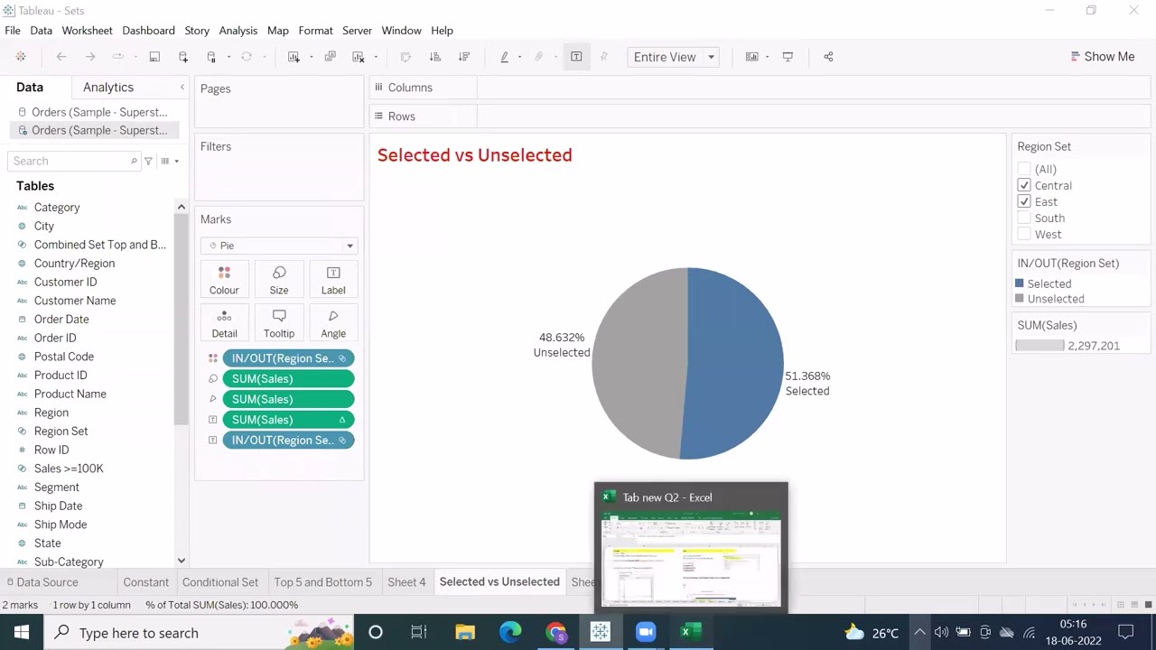 Tableau Sets |  Selected vs UN-Selected