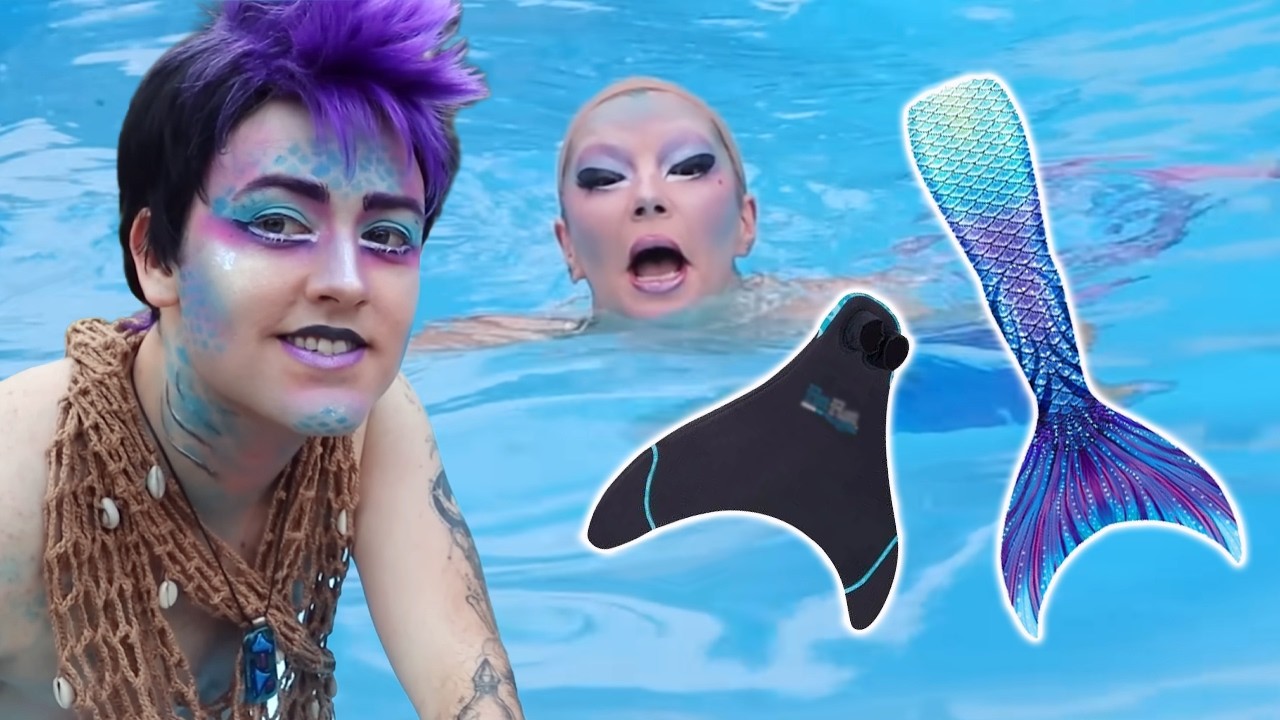 will our mermaid makeup survive the swim test? ( IT'S SO COLD)