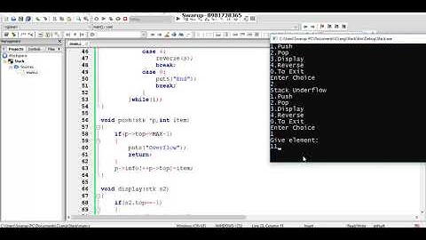 Stack implementation Array using Pointer
