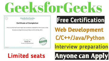 GeeksforGeeks Free Course Certificate Web Development Java C++ C Pythons Interview Preparation GFG
