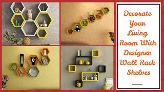 Wall Mount CD Shelves (Honey Oak) Decorate Your Living Room With Designer Wall Rack Shelves