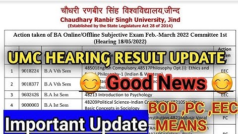 crsu umc hearing result update feb-mar 2022 exam