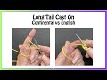 Long Tail Cast On in Continental and English Methods
