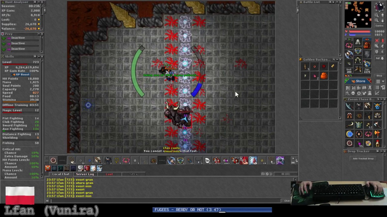 Tibia - Lfan 723 EK boss Zugurosh solo (NO summon!) 