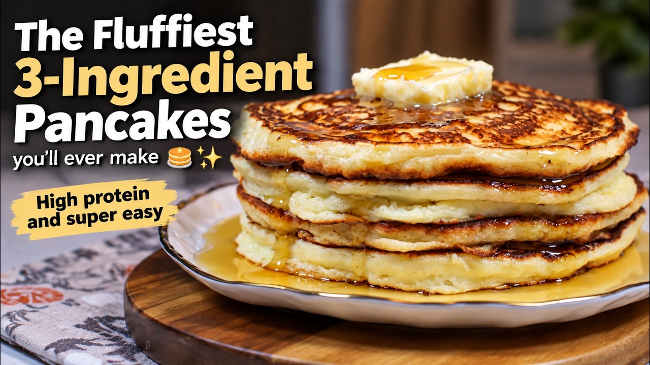 The Fluffiest 3-Ingredient Pancakes 🥞✨ High Protein & SO Easy!