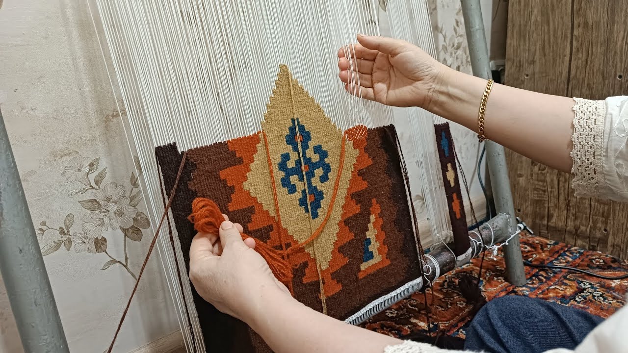 My Mother Weaving a Traditional Kilim | No Talking, Pure Handcraft Sounds: Part 1