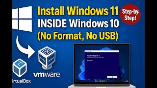 Install Windows 11 in Windows 10 | VirtualBox &amp; VMware Player infol | No USB Needed , download ISO