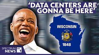 Why was Eric Adams in Wisconsin to promote data centers?