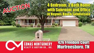 Auction June 10th, 2021 - 4 BR, 3 BA Home For Sale in Murfreesboro, TN - Haynes Haven Subdivision