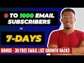 How To Grow Your Email List Fast - From 0 to 1000 Email Subscribers In 7days [Step By Step Guide]