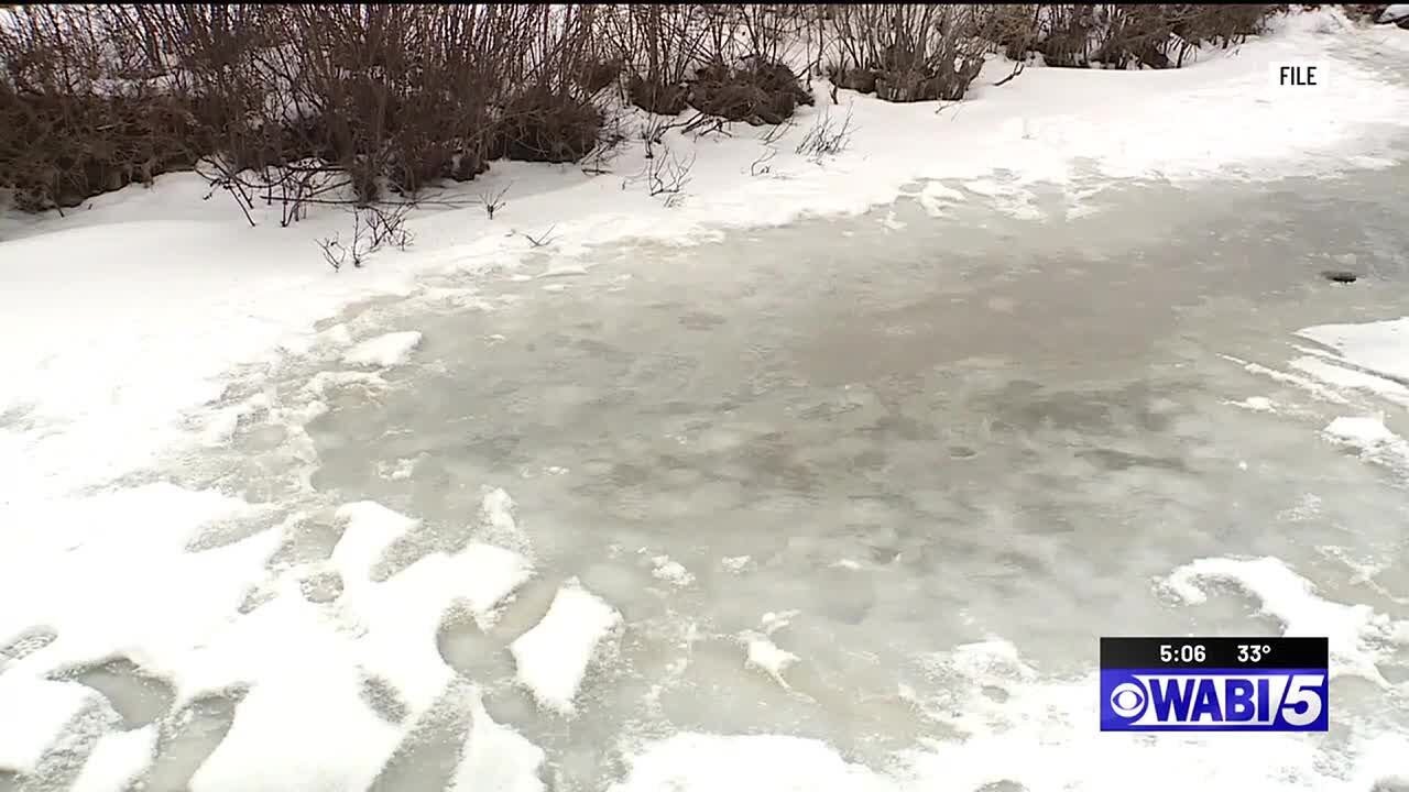 Industry man rescued after falling through ice - YouTube