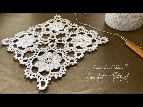 花モチーフ」かぎ針編み、レース編み - YouTube
