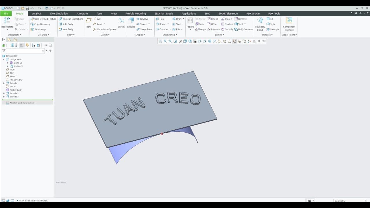 [CREO TUẤN NGUYỄN] Creo Basic Bài 62 Cách dùng FlattenQuilt Deformation YouTube