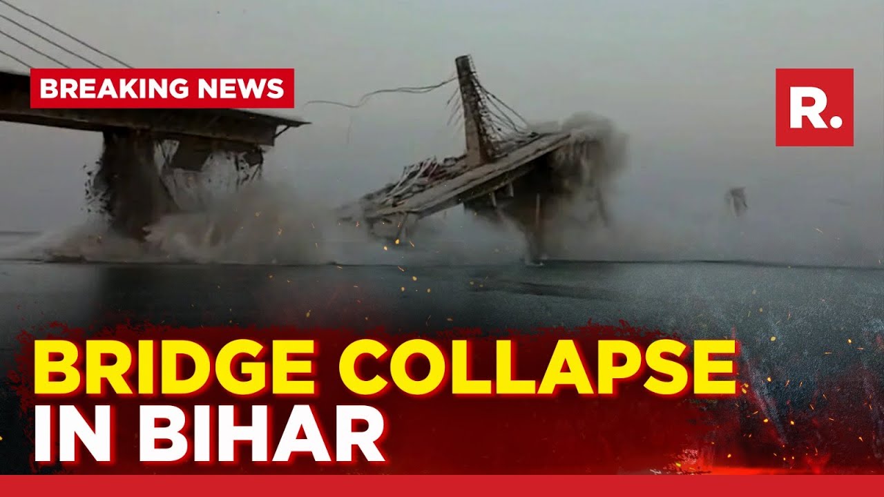 Dramatic Collapse Of Under Construction Bridge In Bihar Caught On Tape ...