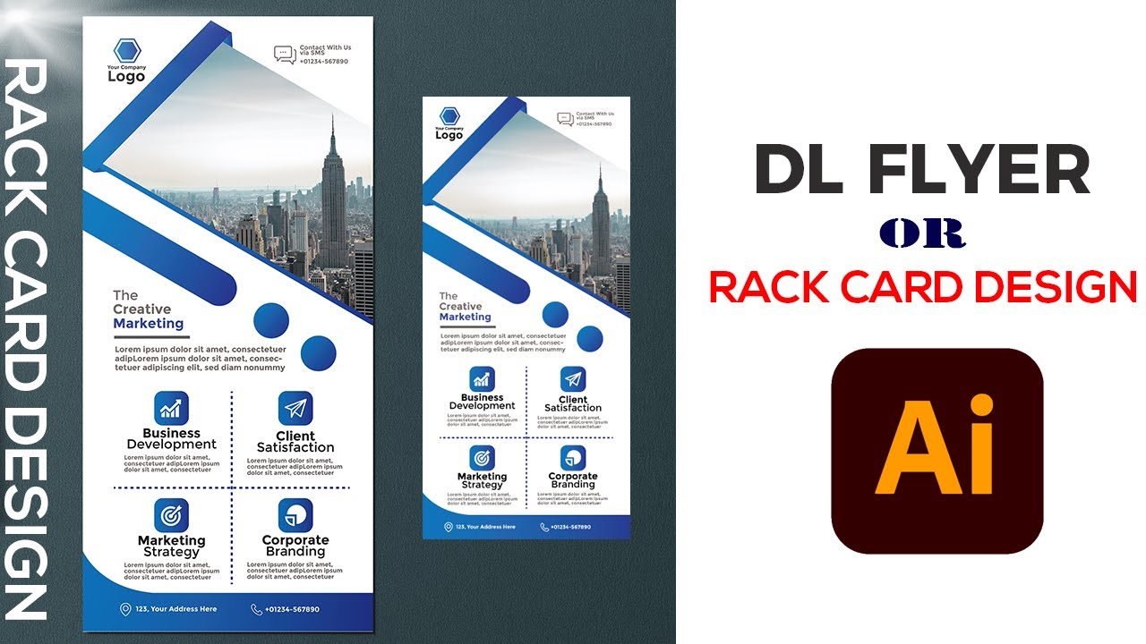 DL flyer or RACK card design in adobe illustrator tutorial - YouTube