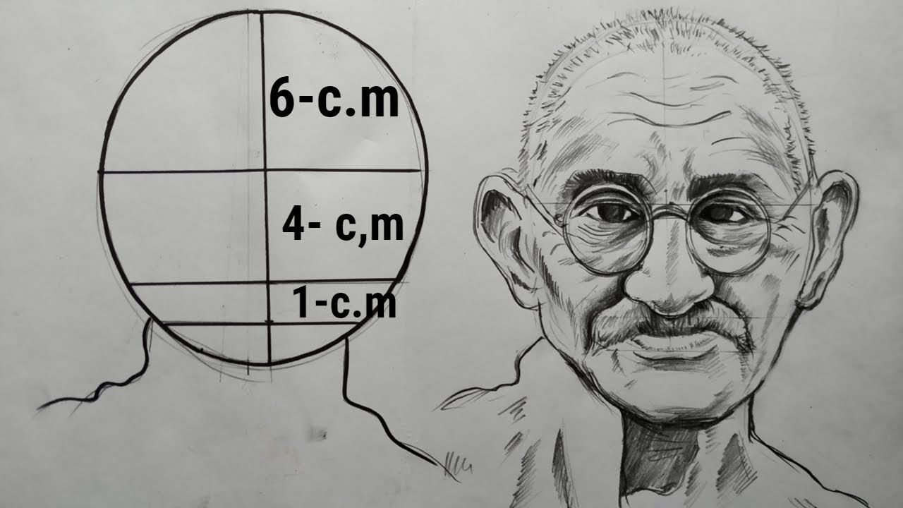 Drawing of Mahatma gandhi outline - YouTube