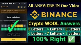 Today Binance Crypto WODL Answer | Today 19/9/23 Binance All Wodle Letter Answer |