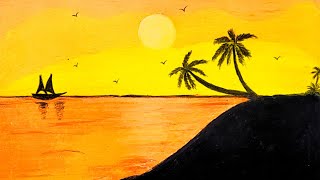 Sunset Scenery With Oil pastel for beginners - step by step