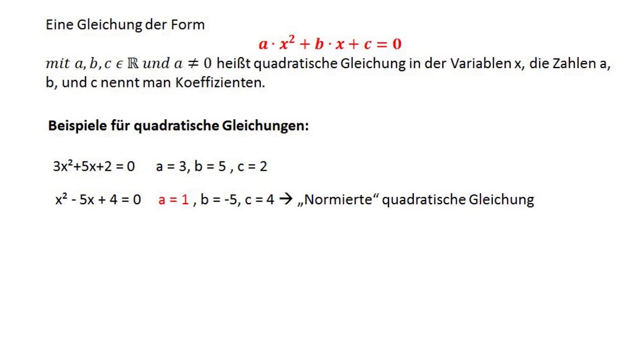 Was Ist Eine Quadratische Gleichung Quadratische Gleichungen: Was ist eine quadratische Gleichung - YouTube