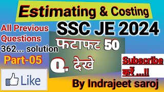 Estimating , Costing And Valuation Part-05|| PYQ for SSC JE || Civil Engineering || SSC je 2024